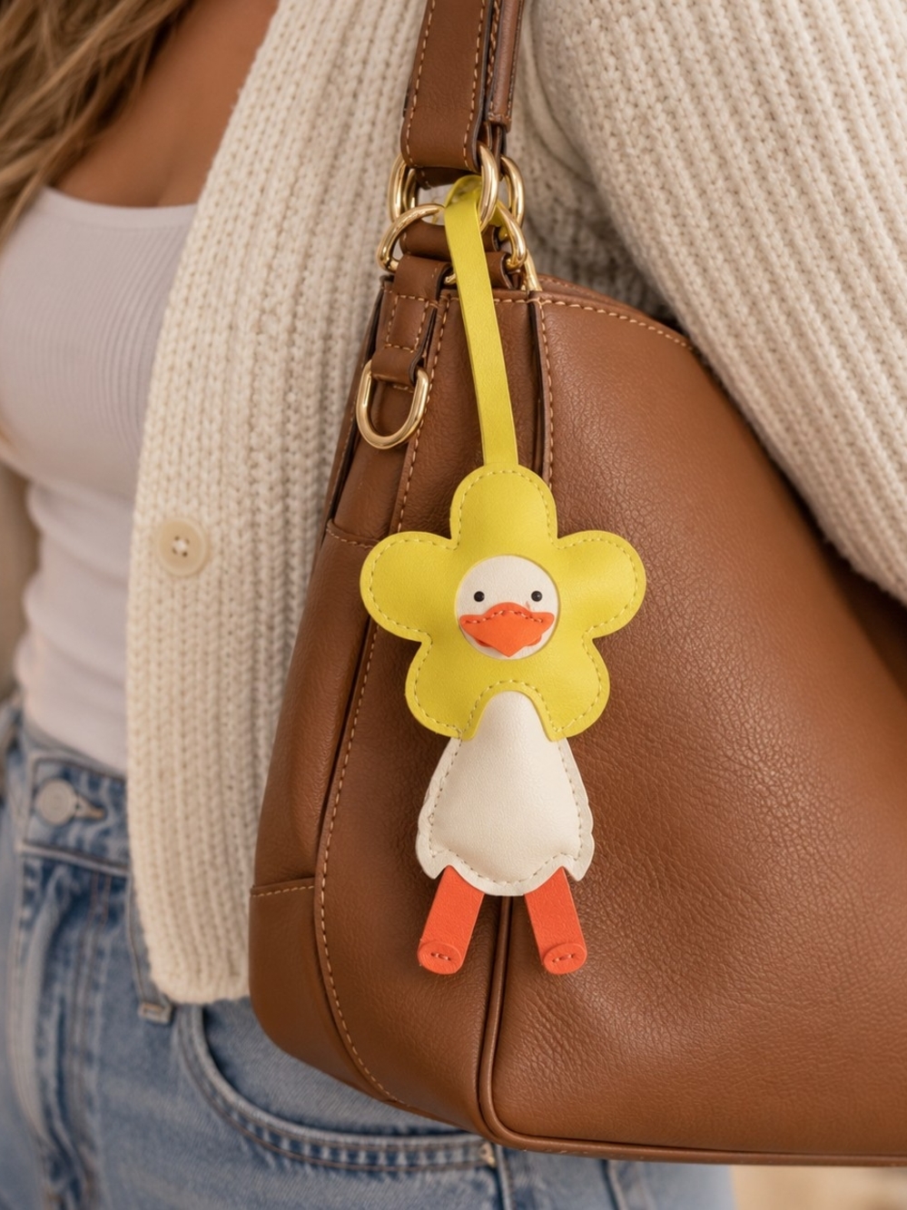 Brand New Yellow Duck Faux Leather Purse Bag Charm